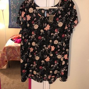 Torrid size 2 black floral top NWT
